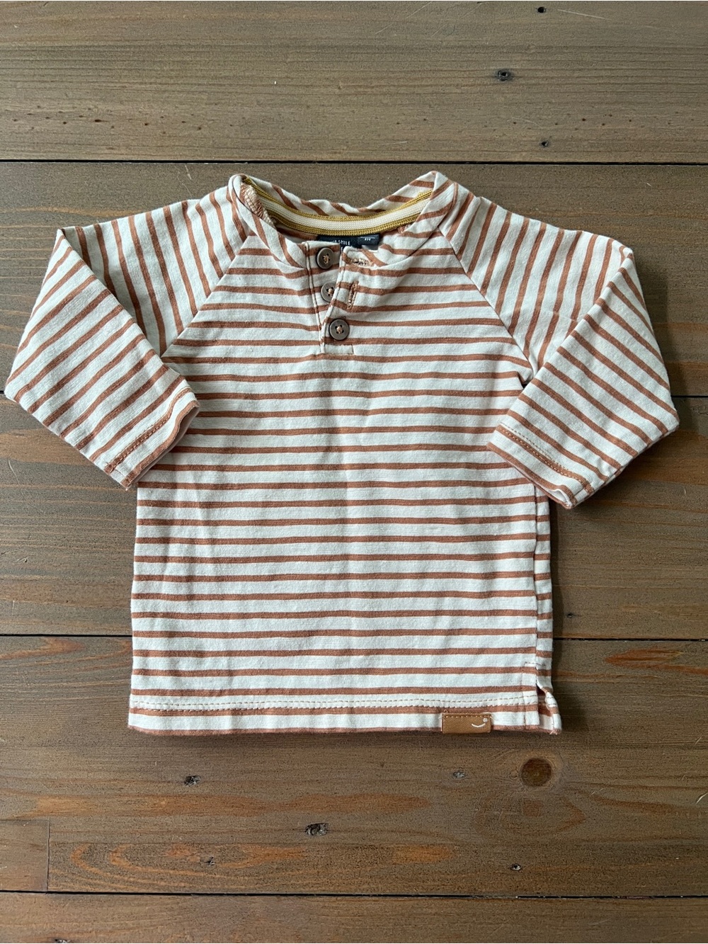 Babyface Striped Long-Sleeve Henley Baby Shirt - 3 Months
